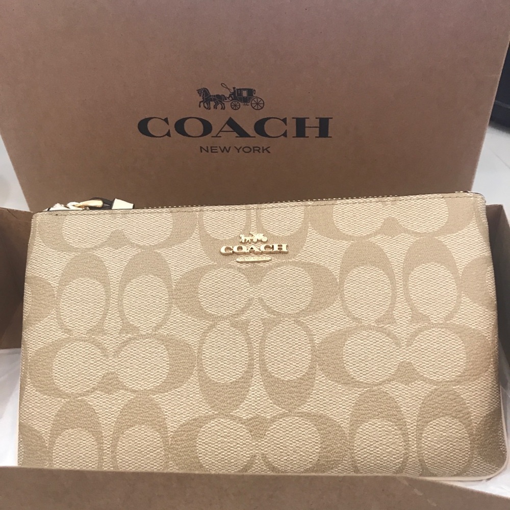 New Coach Large PVC Signature Wristlet